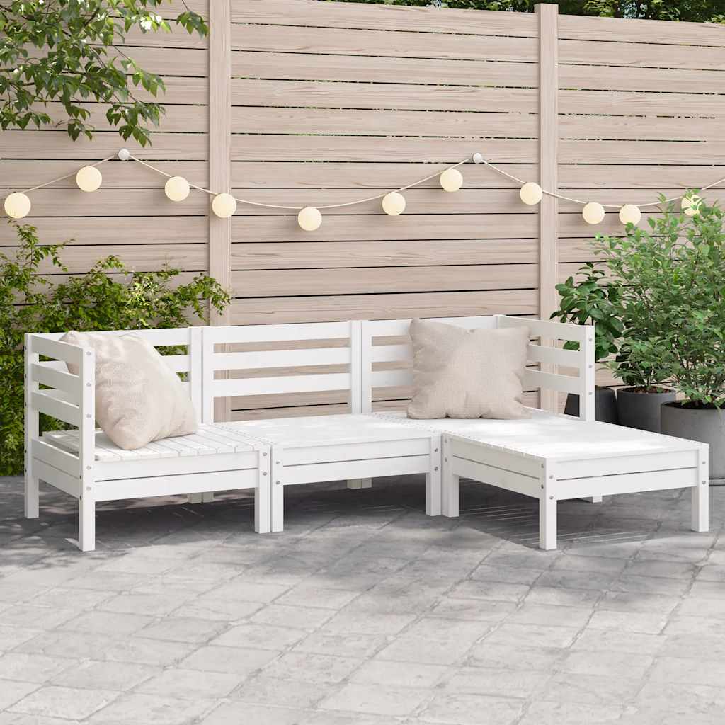foto del prodotto divano da giardino 3 posti con poggiapiedi bianco massello pinocod mxl 114035