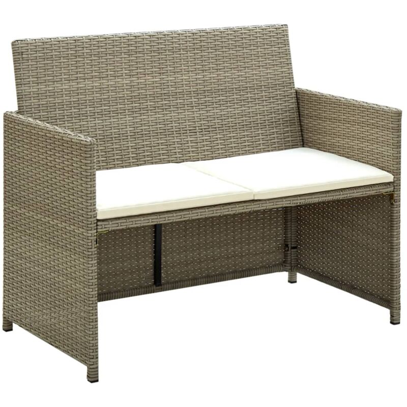 foto del prodotto divano da giardino a 2 posti con cuscini beige in polyrattan