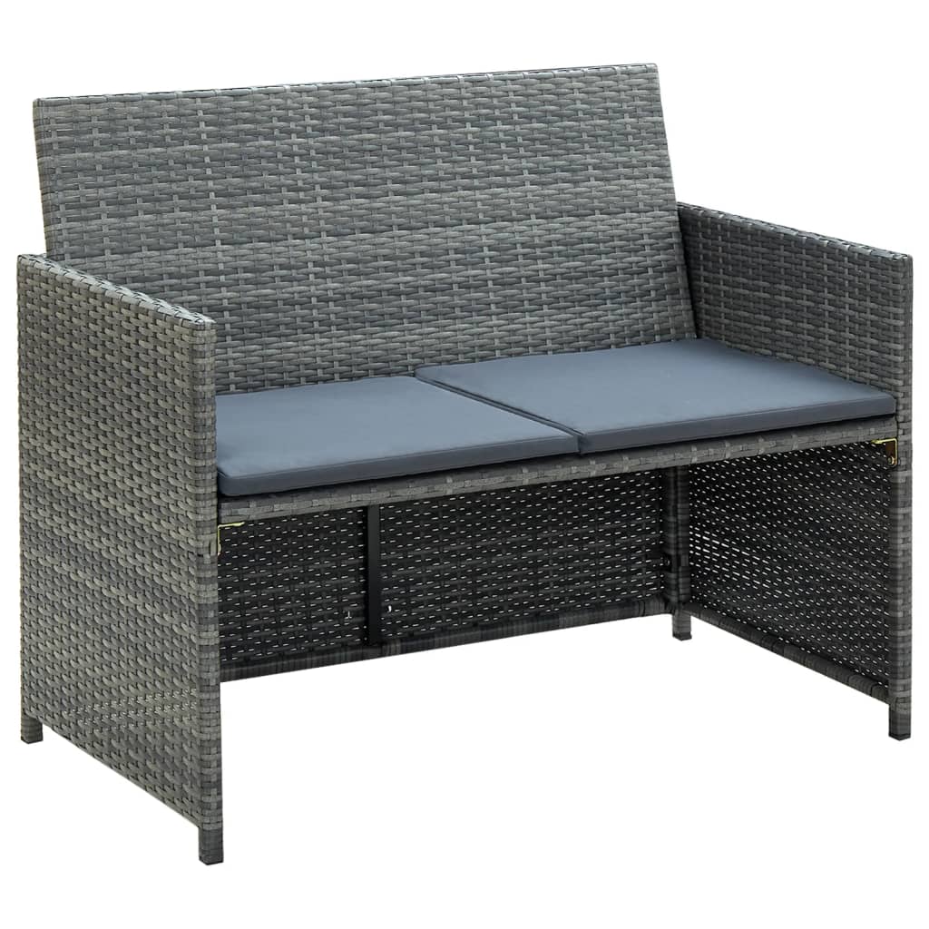 foto del prodotto divano da giardino a 2 posti con cuscini grigio in polyrattan cod mxl 60542