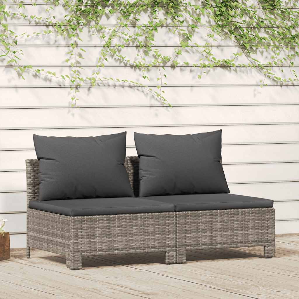 foto del prodotto divano da giardino a 2 posti con cuscini in polyrattan grigiocod mxl 94683