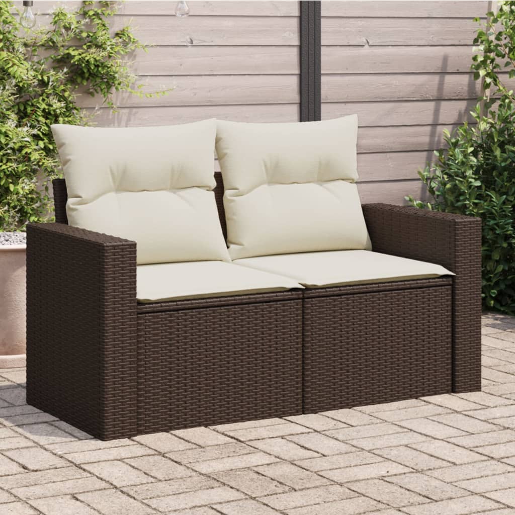 foto del prodotto divano da giardino a 2 posti con cuscini in polyrattan marronecod mxl 111724