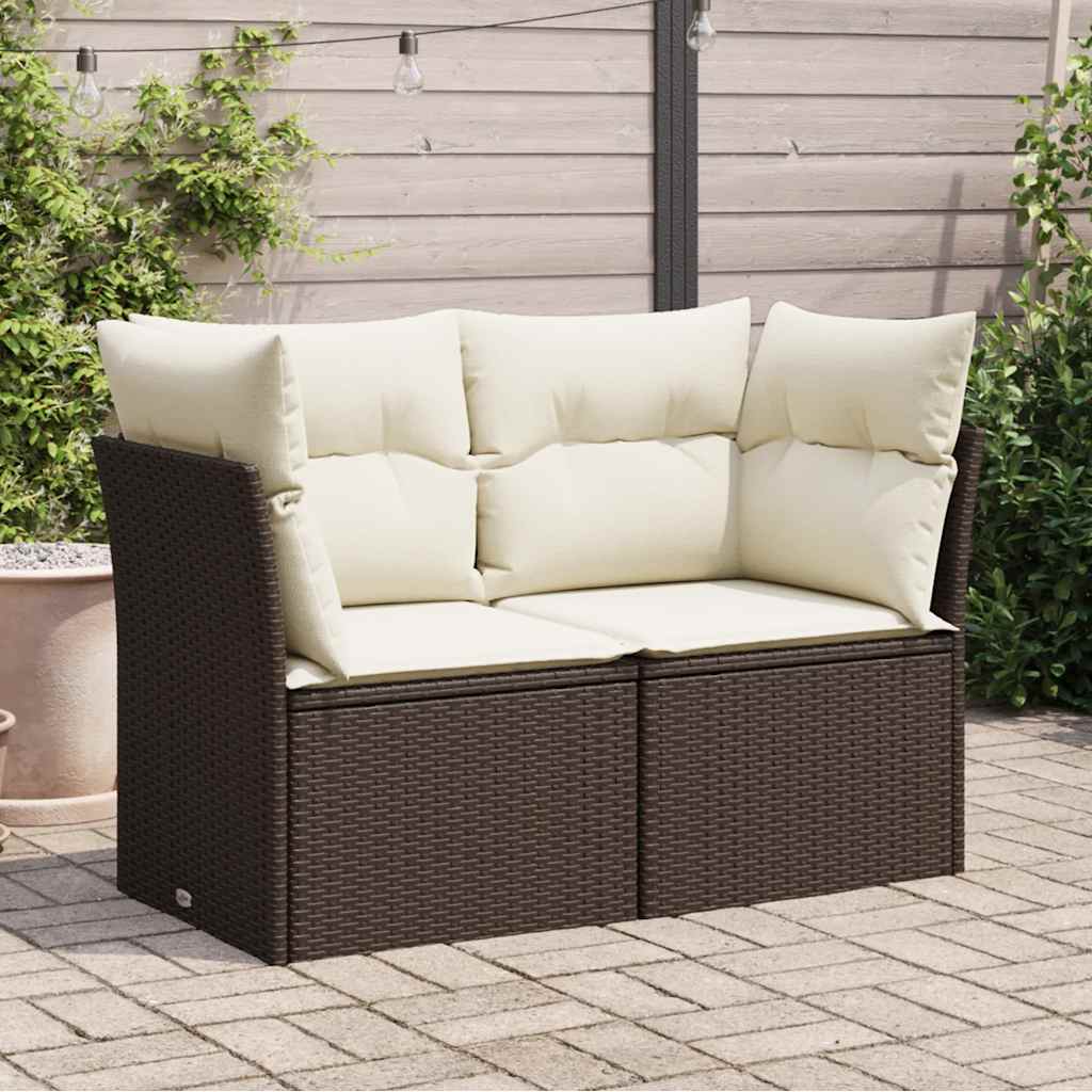 foto del prodotto divano da giardino a 2 posti con cuscini in polyrattan marronecod mxl 87737