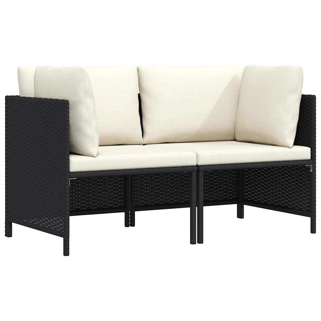foto del prodotto divano da giardino a 2 posti con cuscini in polyrattan nero cod mxl 73763