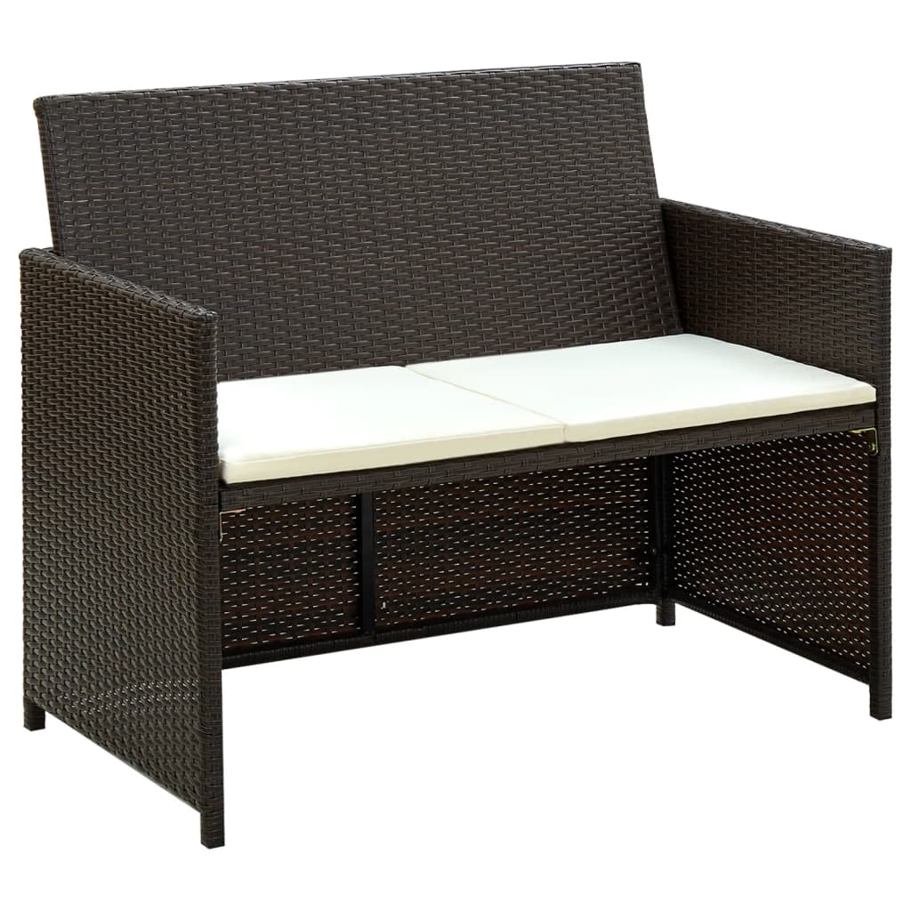 foto del prodotto divano da giardino a 2 posti con cuscini marrone in polyrattan cod mxl 57734