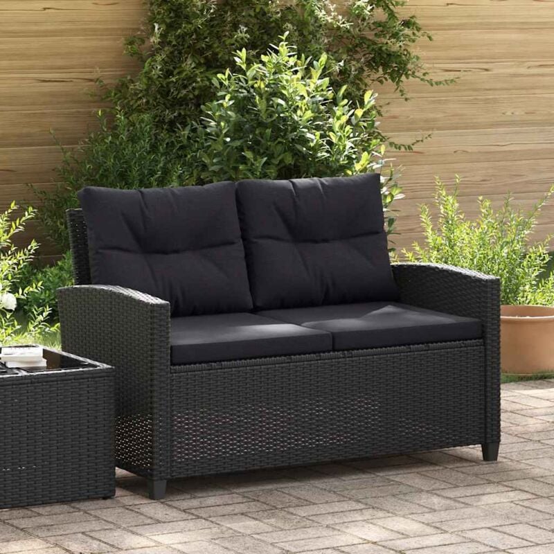 foto del prodotto divano da giardino a 2 posti da 124cm in polyrattan con cuscini vari colori colore nero