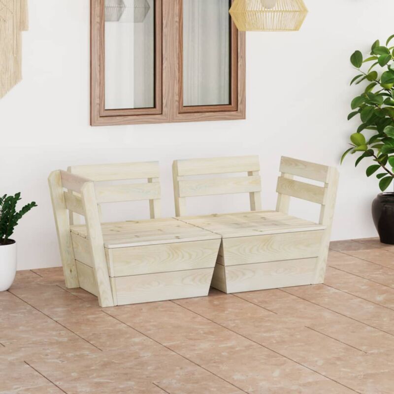 foto del prodotto divano da giardino a 2 posti su pallet in legno di abete impregnato