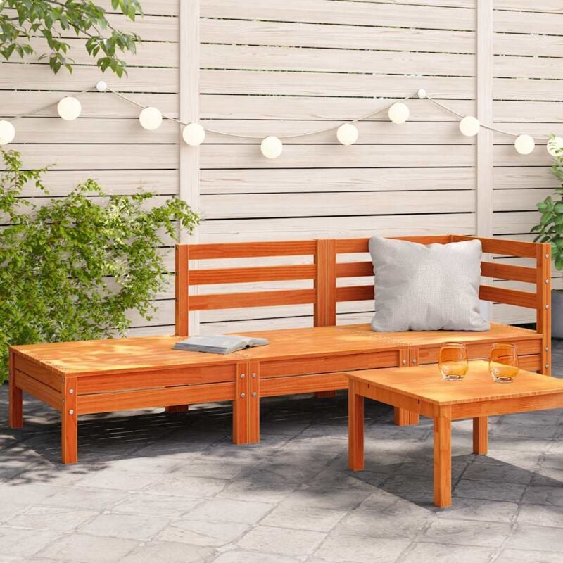foto del prodotto divano da giardino a 3 posti marrone cera legno massello pino vidaxl