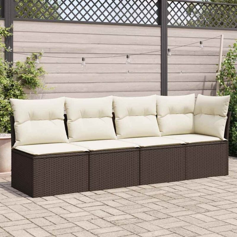 foto del prodotto divano da giardino a 4 posti con cuscini in polyrattan marrone vidaxl
