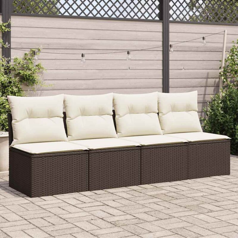foto del prodotto divano da giardino a 4 posti con cuscini in polyrattan marrone vidaxl