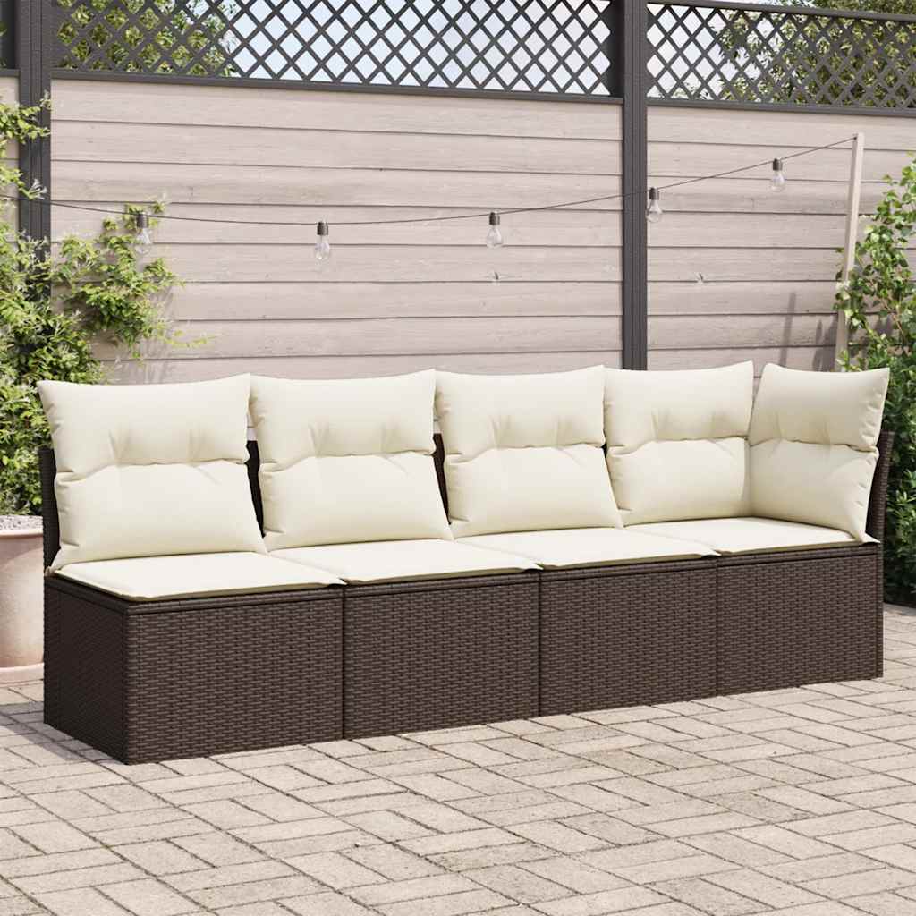 foto del prodotto divano da giardino a 4 posti con cuscini in polyrattan marronecod mxl 111726