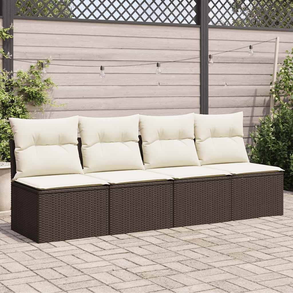 foto del prodotto divano da giardino a 4 posti con cuscini in polyrattan marronecod mxl 87736