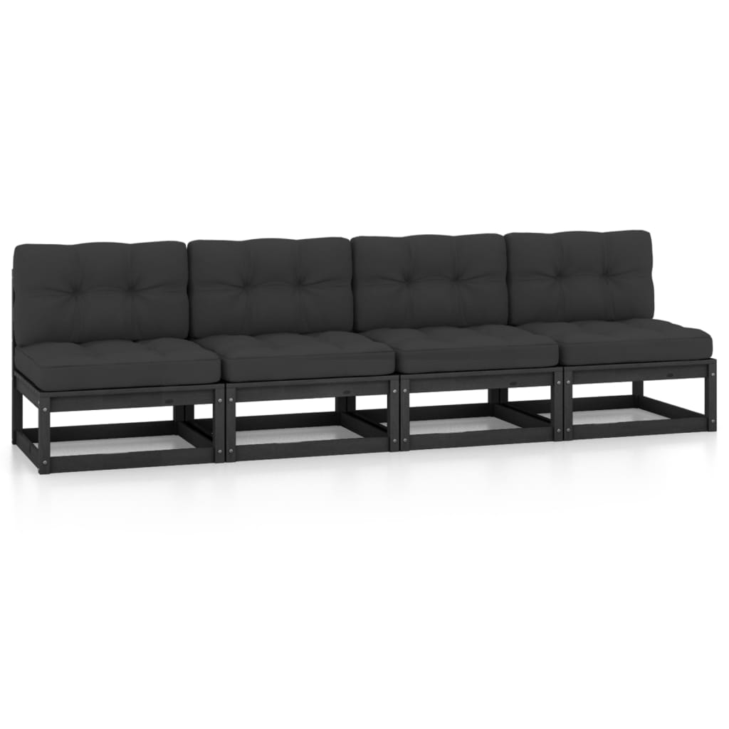 foto del prodotto divano da giardino a 4 posti con cuscini legno massello di pino cod mxl 70777