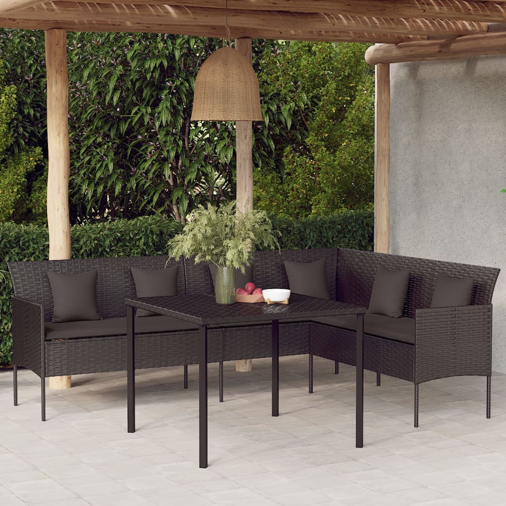 foto del prodotto divano da giardino a l con cuscini nero in polyrattancod mxl 70671