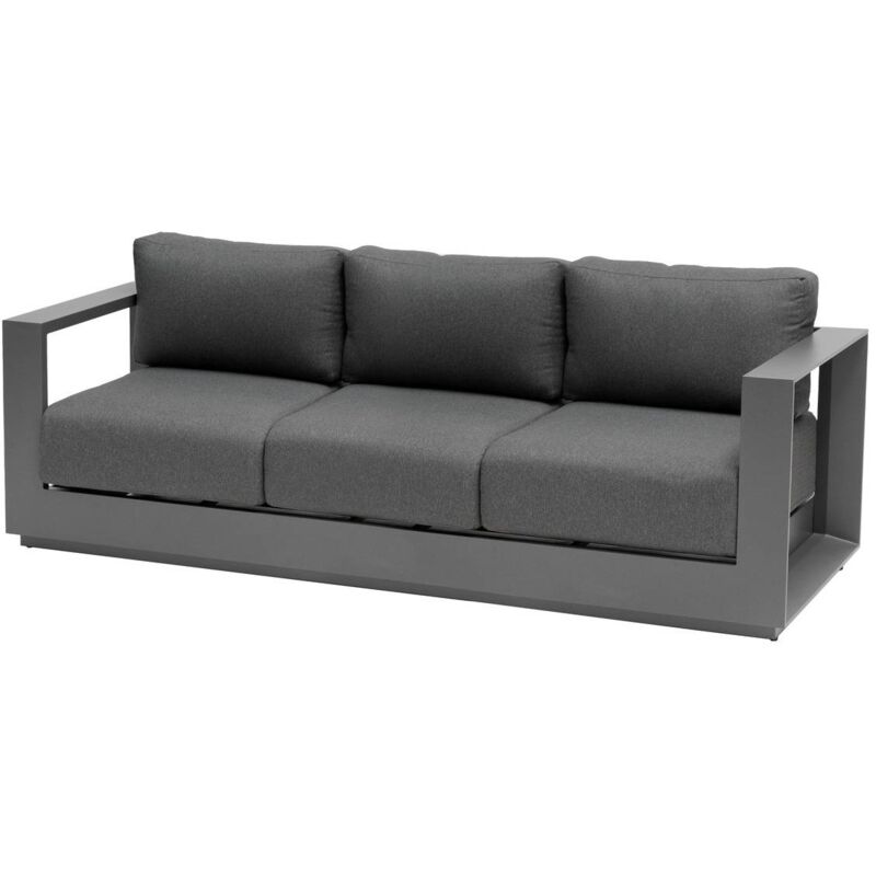 foto del prodotto divano da giardino allure a 3 posti in alluminio trattato con polveri epossidiche, colore grigio grafite e zebrano hesp ride