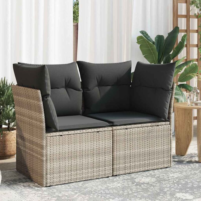 foto del prodotto divano da giardino con cuscini 2 posti grigio chiaro polyrattan vidaxl