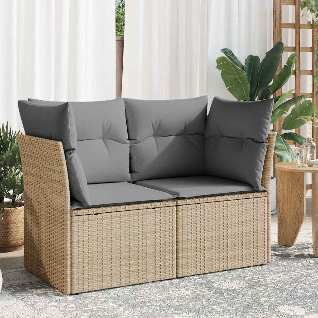 foto del prodotto divano da giardino con cuscini a 2 posti beige in polyrattan