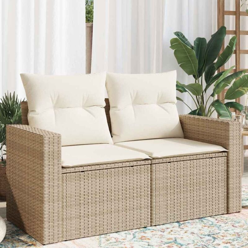 foto del prodotto divano da giardino con cuscini a 2 posti beige in polyrattan vidaxl