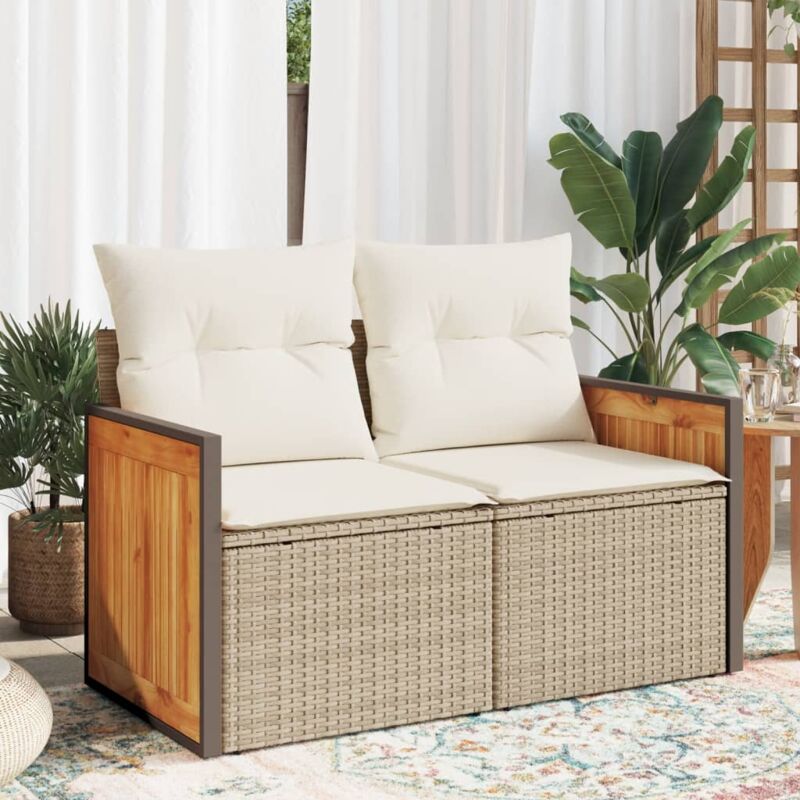 foto del prodotto divano da giardino con cuscini a 2 posti beige in polyrattan vidaxl