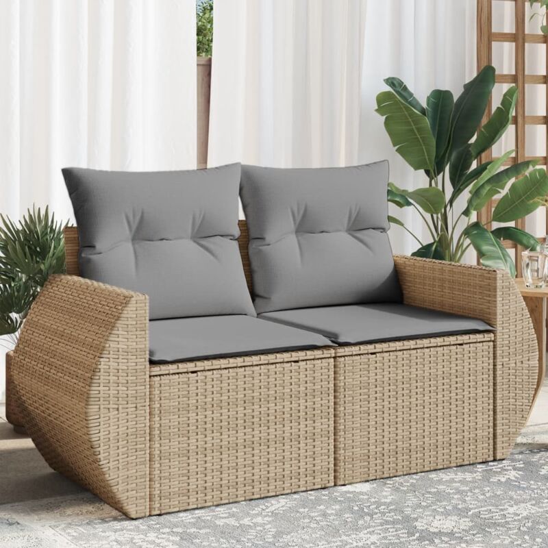 foto del prodotto divano da giardino con cuscini a 2 posti beige in polyrattan vidaxl