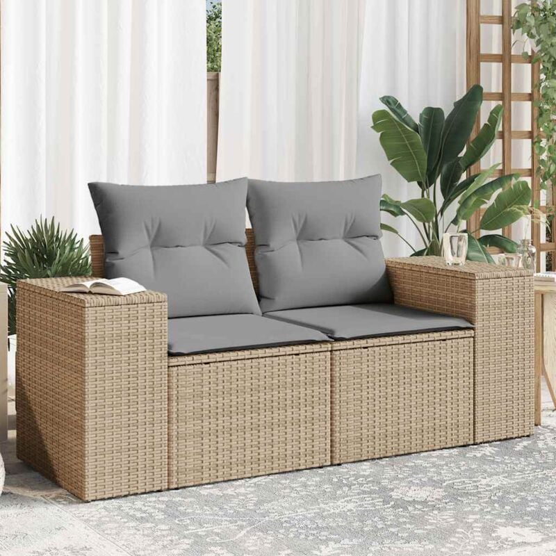 foto del prodotto divano da giardino con cuscini a 2 posti beige in polyrattan vidaxl