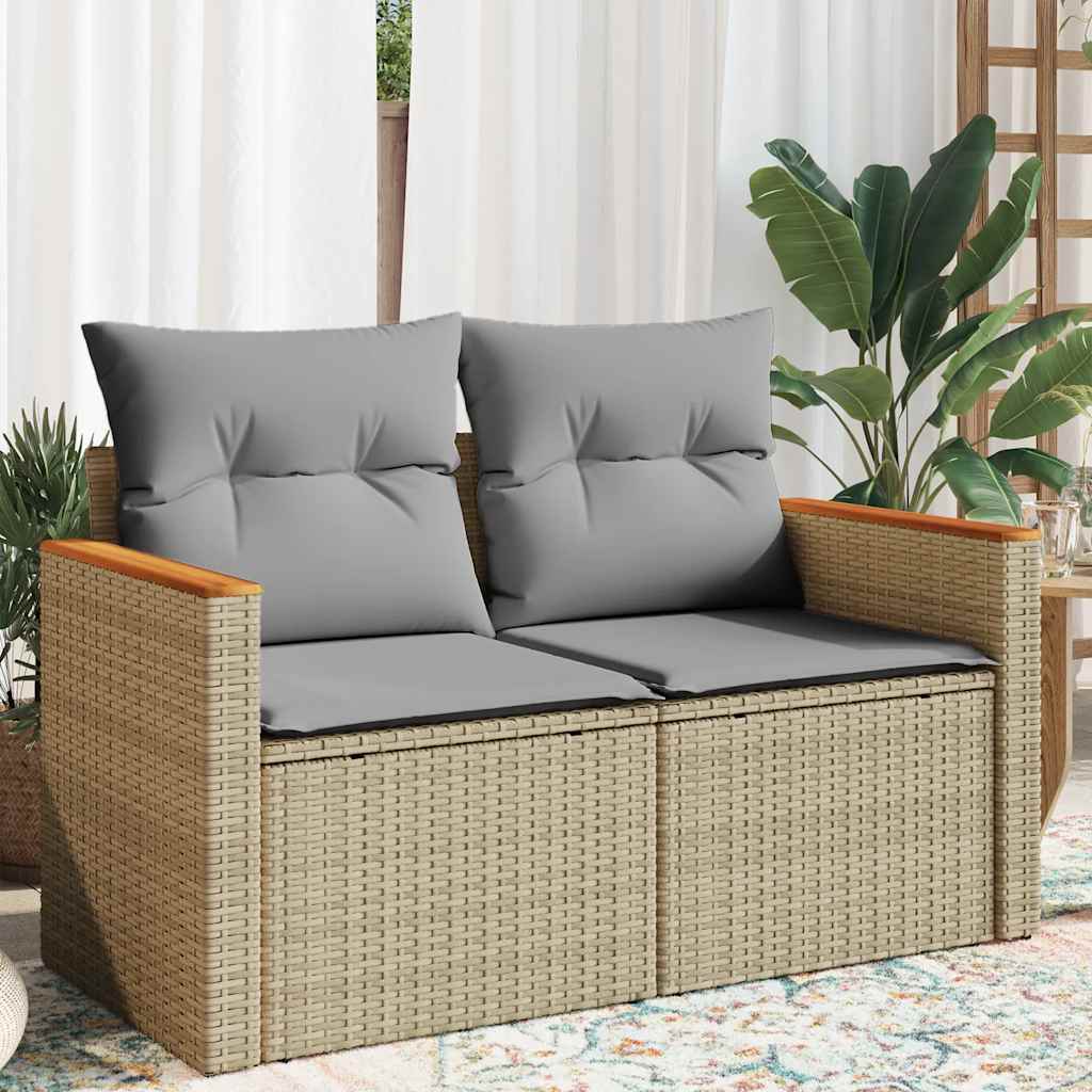 foto del prodotto divano da giardino con cuscini a 2 posti beige in polyrattancod mxl 111111