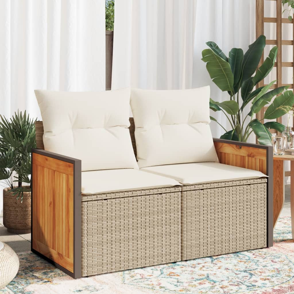 foto del prodotto divano da giardino con cuscini a 2 posti beige in polyrattancod mxl 87095