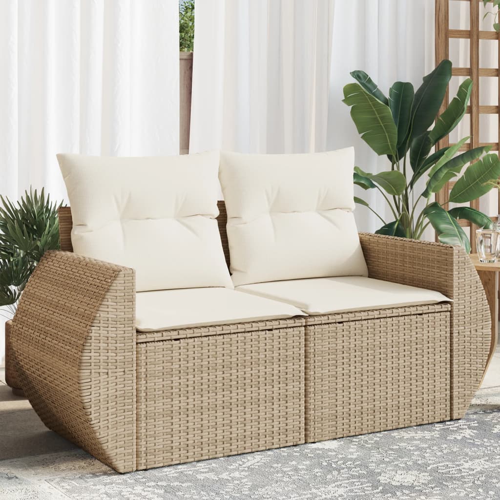 foto del prodotto divano da giardino con cuscini a 2 posti beige in polyrattancod mxl 87097