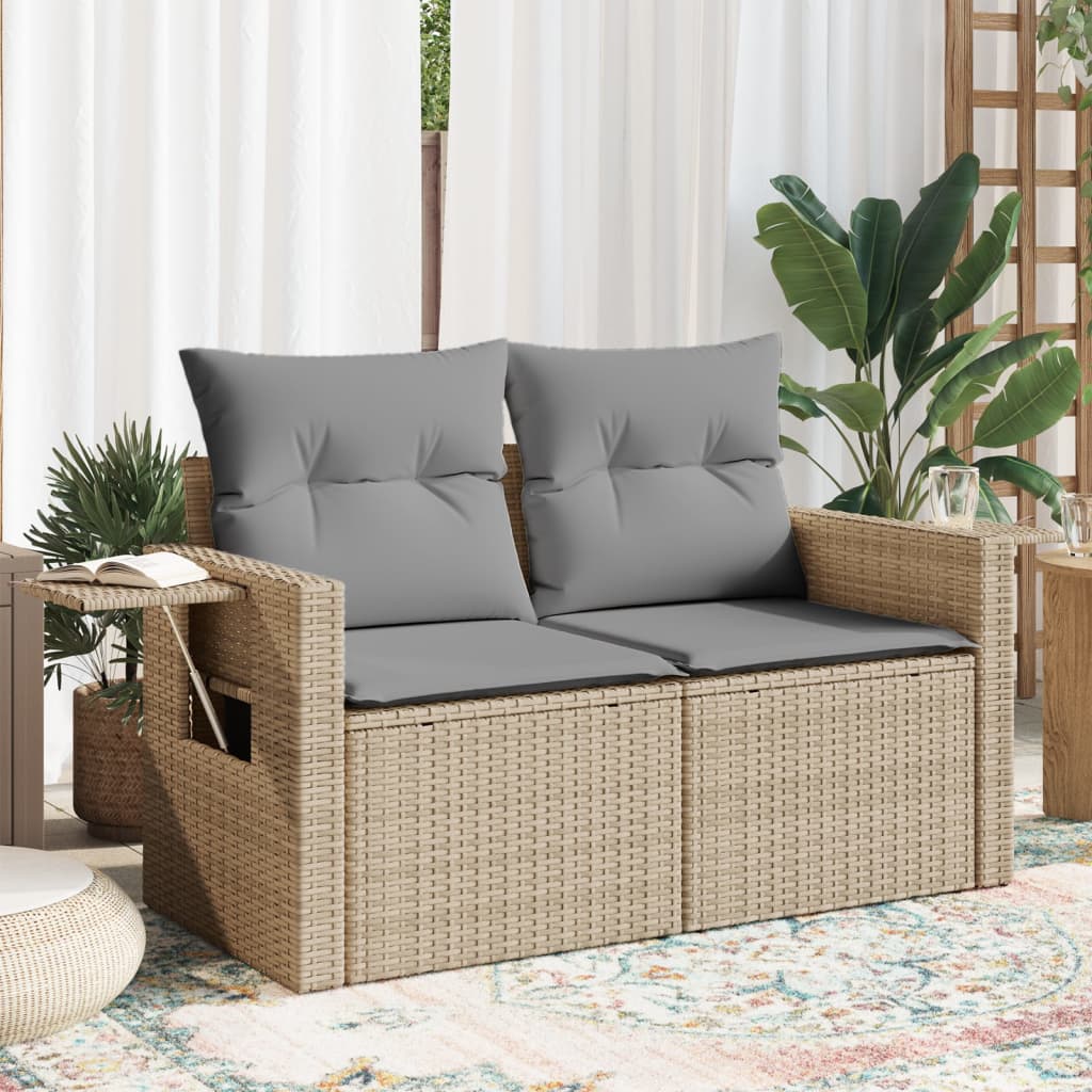 foto del prodotto divano da giardino con cuscini a 2 posti beige in polyrattancod mxl 87105