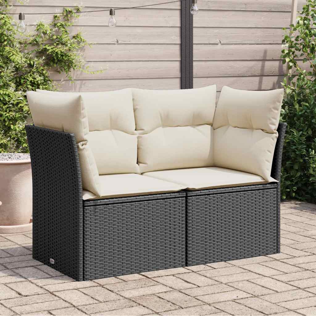 foto del prodotto divano da giardino con cuscini a 2 posti nero in polyrattancod mxl 111718