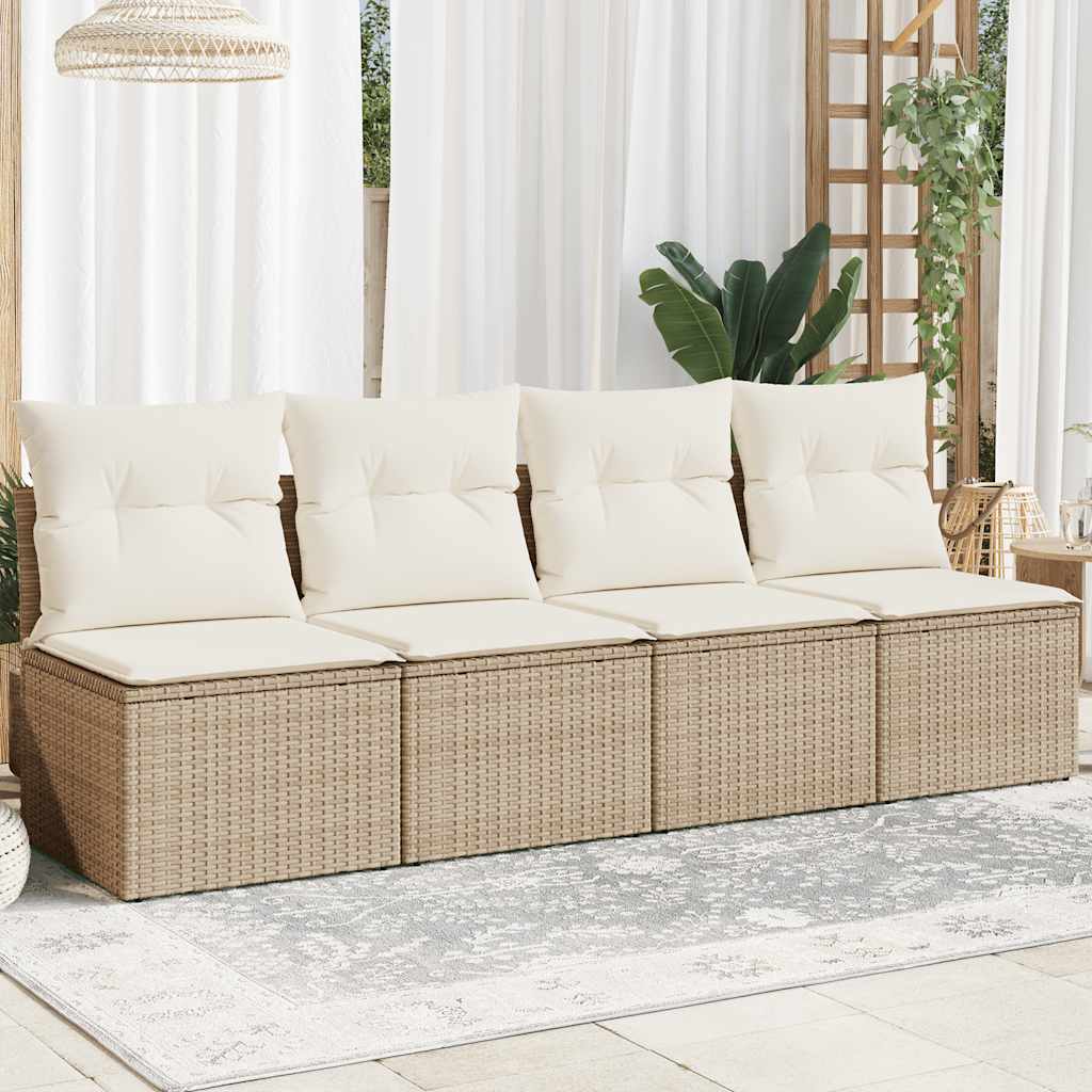 foto del prodotto divano da giardino con cuscini a 4 posti beige in polyrattancod mxl 87089