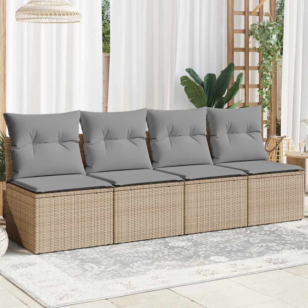 foto del prodotto divano da giardino con cuscini a 4 posti beige in polyrattancod mxl 87103