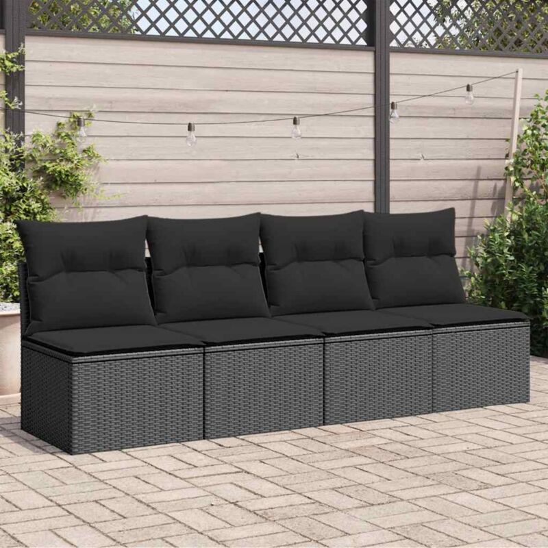 foto del prodotto divano da giardino con cuscini a 4 posti nero in polyrattan vidaxl