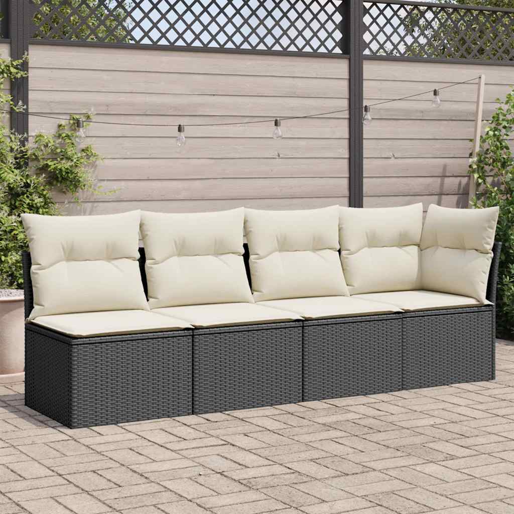 foto del prodotto divano da giardino con cuscini a 4 posti nero in polyrattan vidaxl