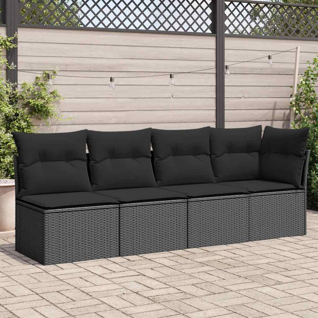 foto del prodotto divano da giardino con cuscini a 4 posti nero in polyrattancod mxl 111712