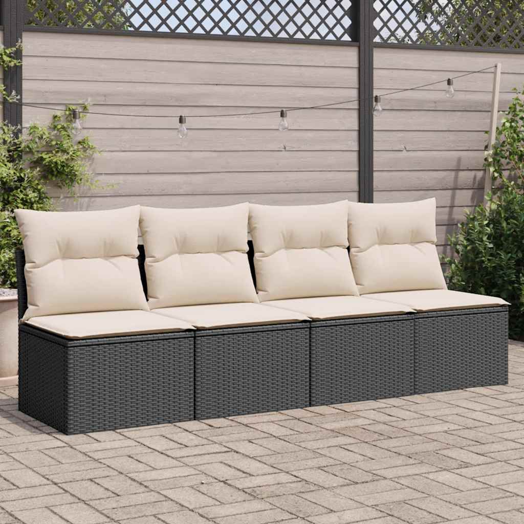 foto del prodotto divano da giardino con cuscini a 4 posti nero in polyrattancod mxl 87722