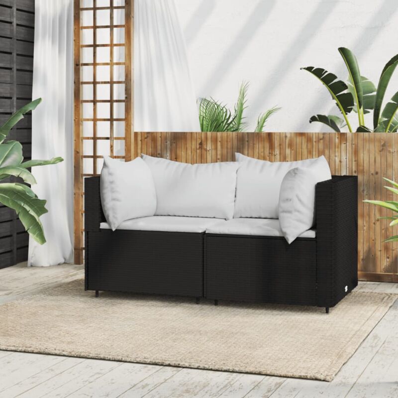 foto del prodotto divano da giardino con cuscini,divano angolare,sofa in polyrattan nero dvb24187
