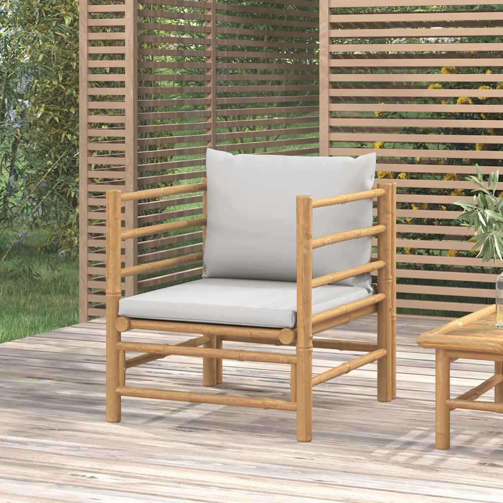 foto del prodotto divano da giardino con cuscini grigio chiaro in bamb 