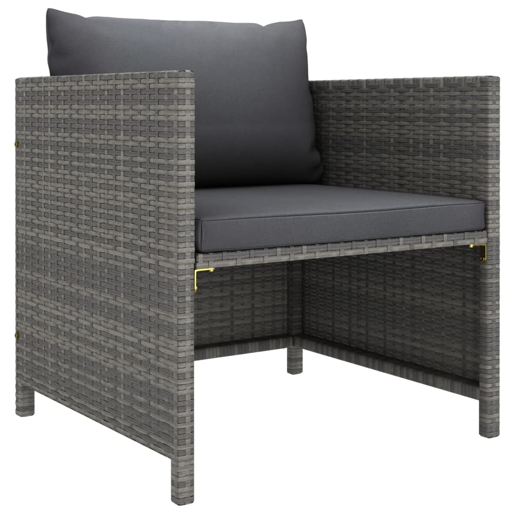 foto del prodotto divano da giardino con cuscini grigio in polyrattan cod mxl 70671