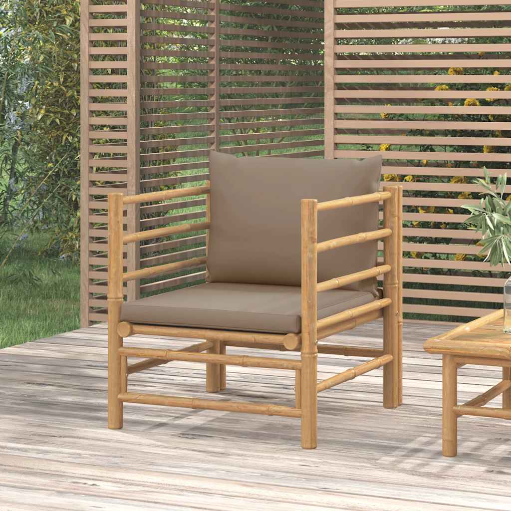 foto del prodotto divano da giardino con cuscini tortora in bamb cod mxl 118646