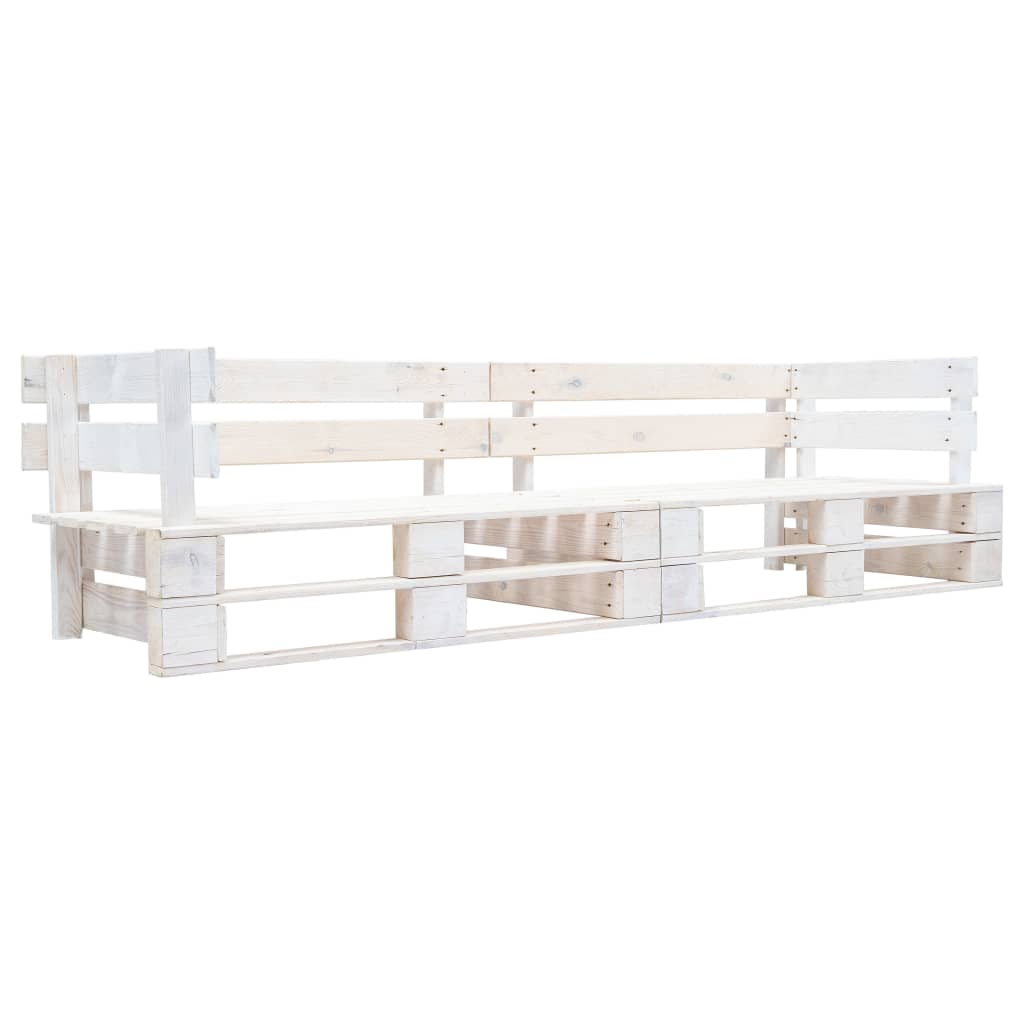 foto del prodotto divano da giardino pallet a 2 posti 220 x 66 x 55 cm in legno bianco