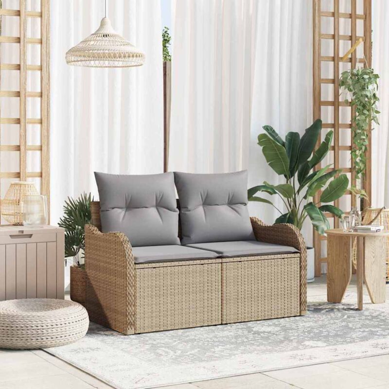 foto del prodotto divano da giardino per 2 persone con cuscini beige in polyrattan vidaxl