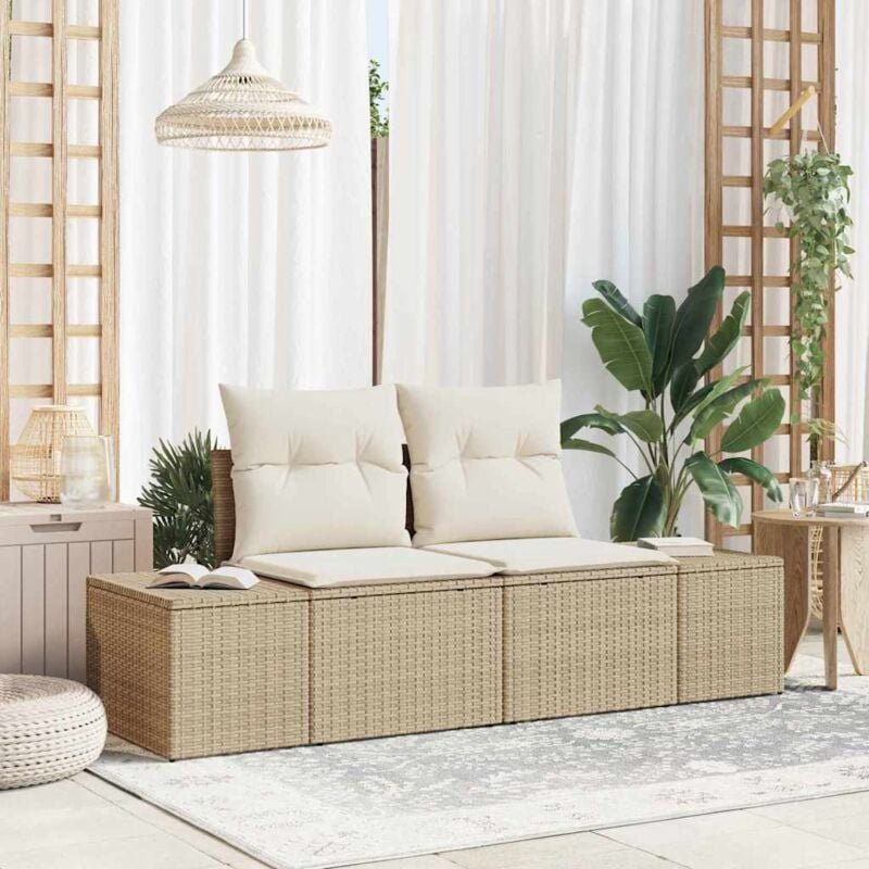 foto del prodotto divano da giardino per 2 persone con cuscini in polirattan beige vidaxl