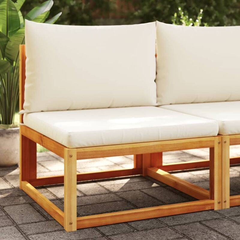 foto del prodotto divano da giardino senza braccioli con cuscini in legno di acacia e rattan vidaxl