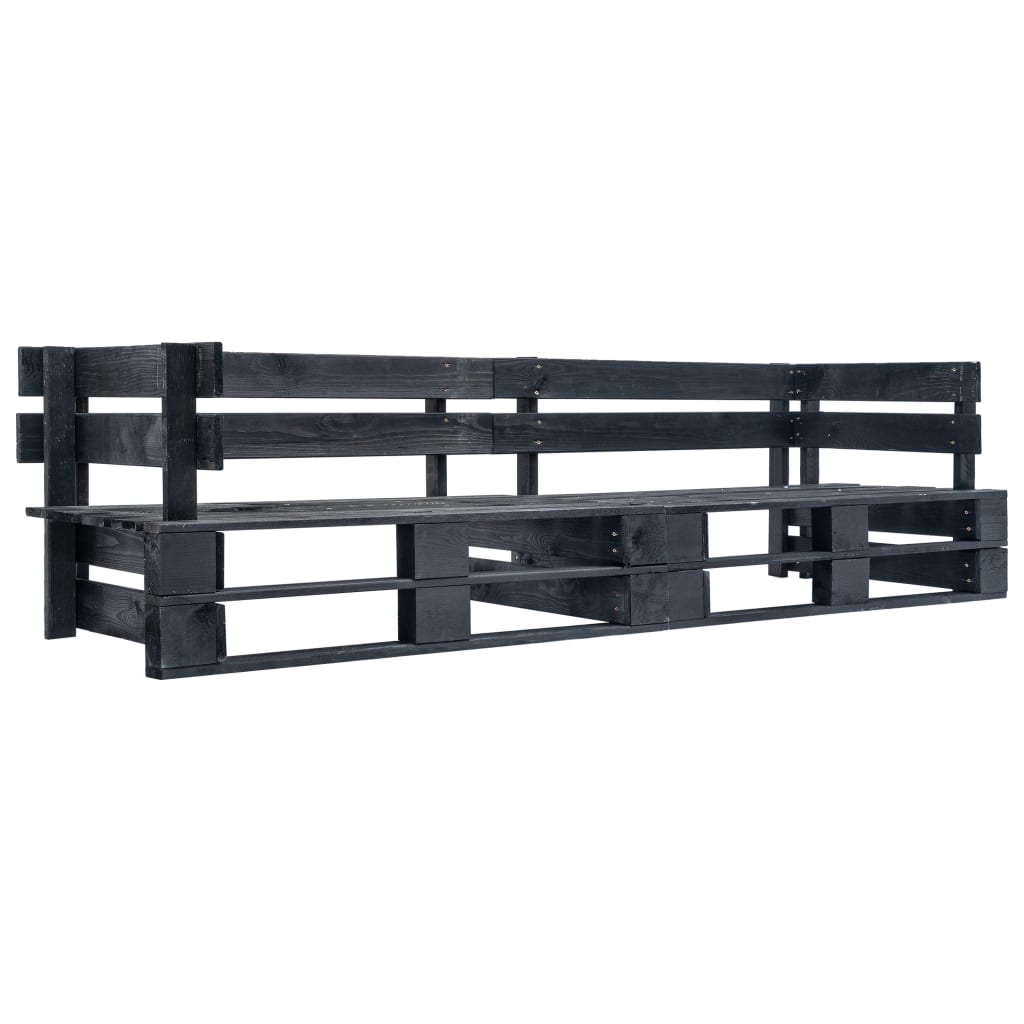 foto del prodotto divano da giardino su pallet 2 posti nero in legno cod mxl 49897