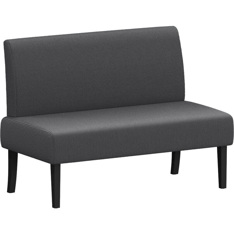 foto del prodotto divano da salotto moderno divanetto a 2 posti senza braccioli sedia a coste con gambe in legno per soggiorno ufficio 109,5 62 84,5 cm grigio