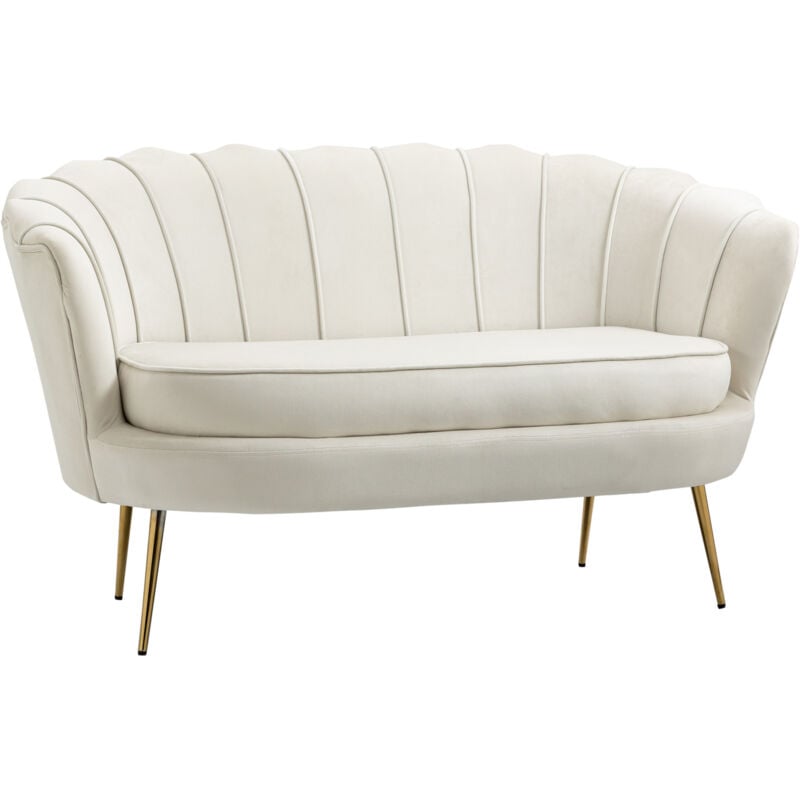 foto del prodotto divano due posti in velluto crema stile vintage industrial chic homcom