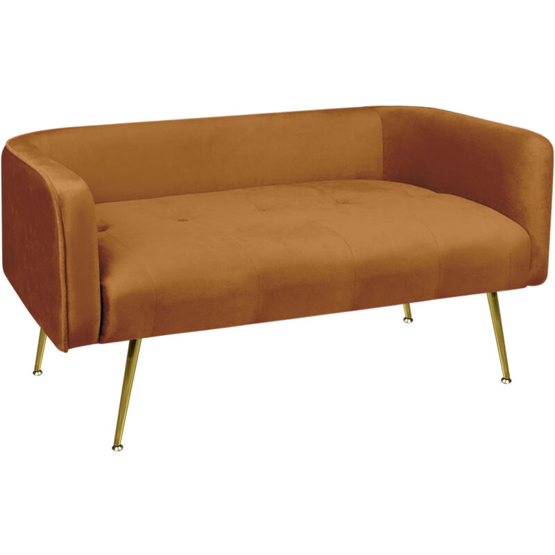 foto del prodotto divano due posti in velluto gambe in acciaio color oro divanetto 2 persone 126x49x57 cm design moderno soggiorno panca pie di letto ruggine