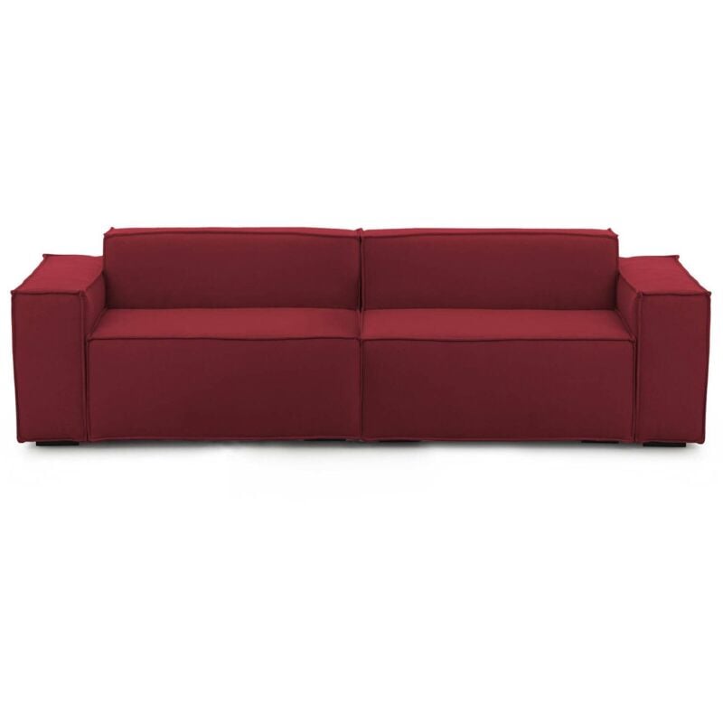 foto del prodotto divano fisso 3 posti argo, divano componibile lineare, sof moderno da soggiorno in tessuto, 100 made in italy, cm 260x95h70, rosso talamo italia