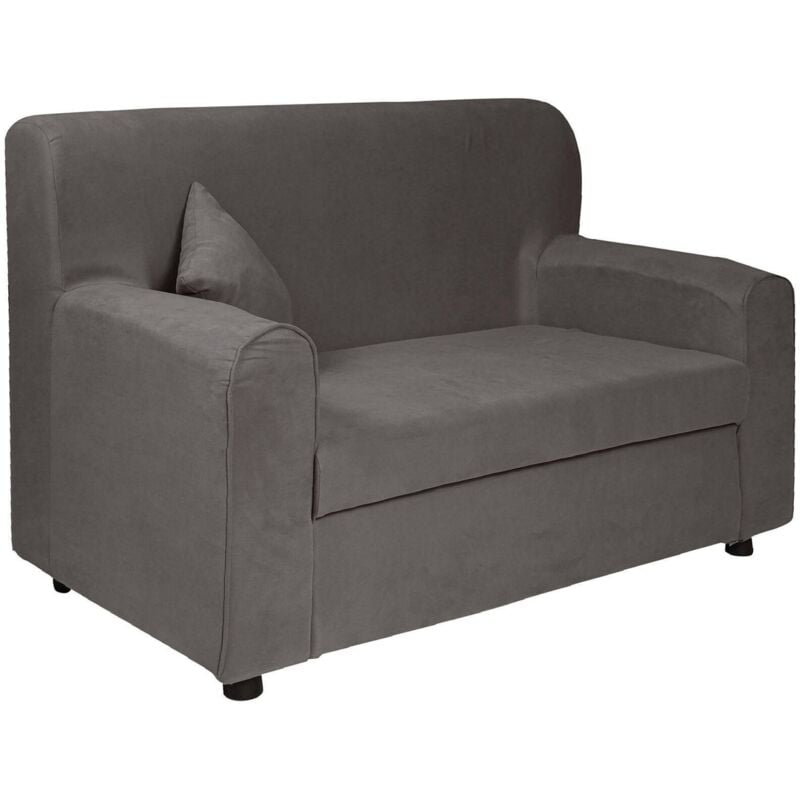 foto del prodotto divano fisso andreia, sofa da soggiorno moderno a 2 posti in tessuto , con braccioli e 2 cuscini inclusi, made in italy, cm 125x73h85, grigio