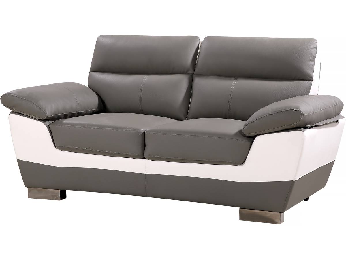 foto del prodotto divano fisso in pelle ricostituita e pvc quot dallas quot 169 x 88 x 90 cm 2 posti a sedere grigio bianco
